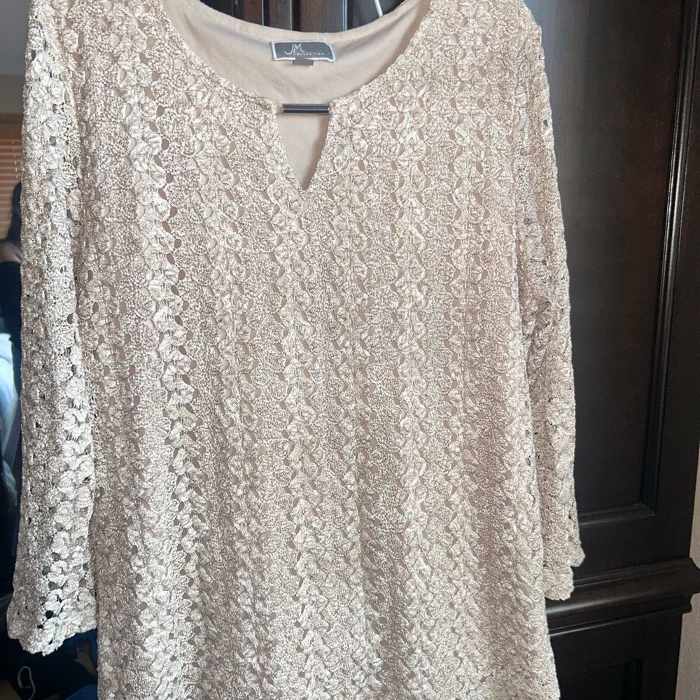 JM Collection Cream Lace Blouse